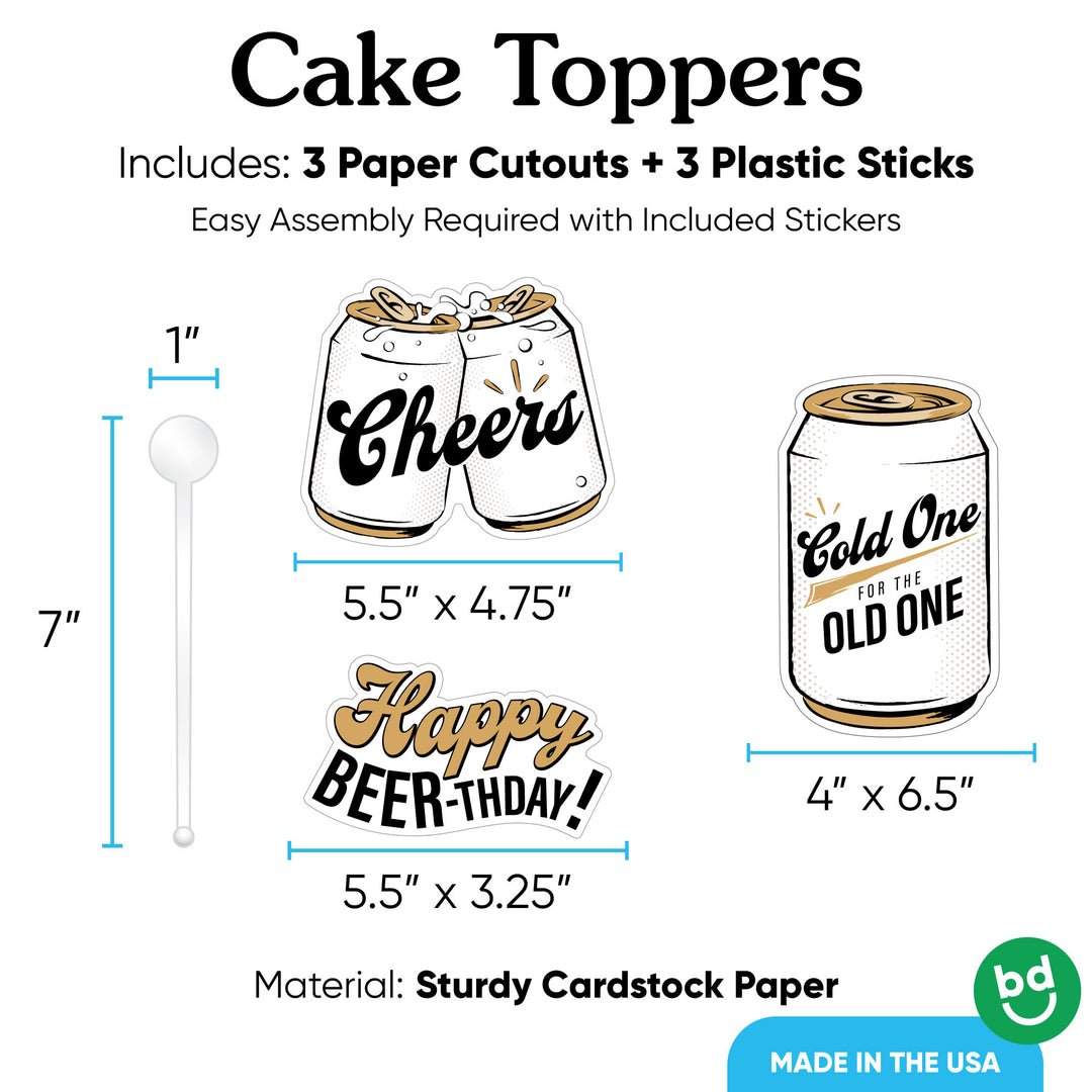 Cold One for the Old One Cake Topper - 3 Pc
