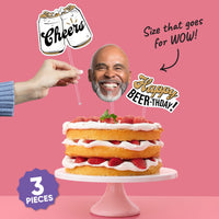 Custom Face Cold One for the Old One Cake Topper - 3 Pc