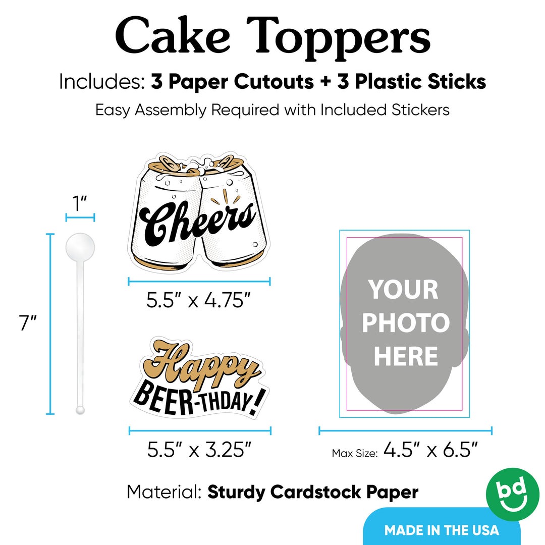 Custom Face Cold One for the Old One Cake Topper - 3 Pc