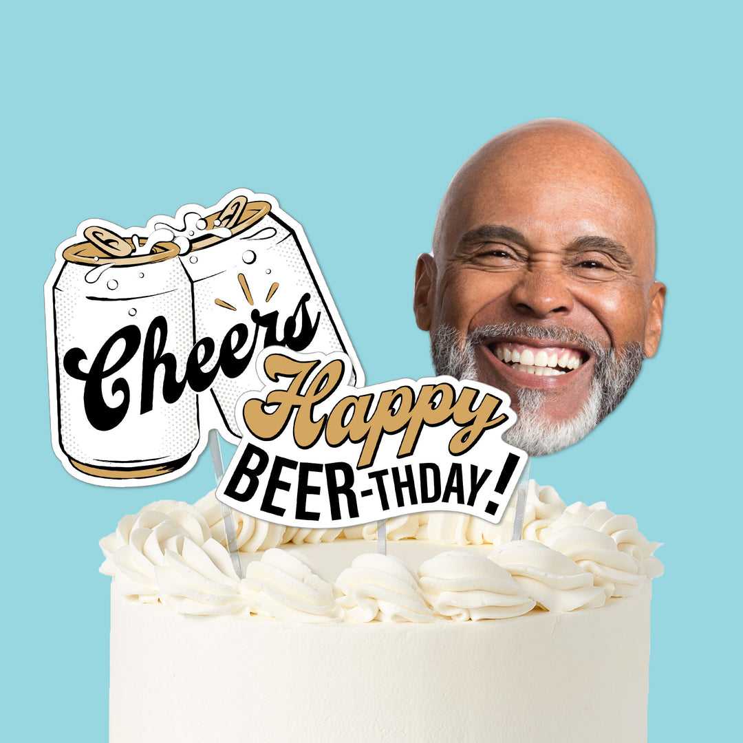 Custom Face Cold One for the Old One Cake Topper - 3 Pc