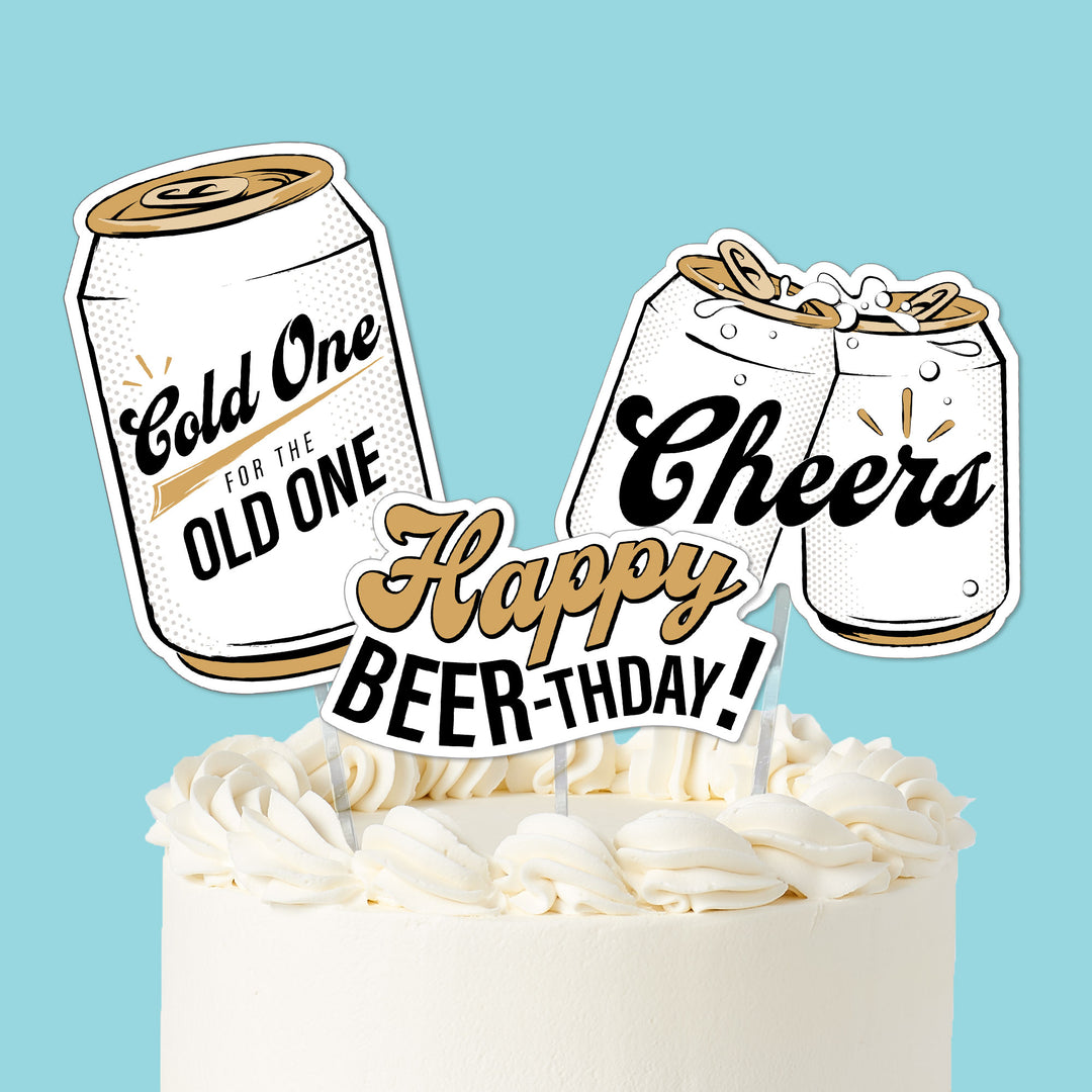 Cold One for the Old One Cake Topper - 3 Pc