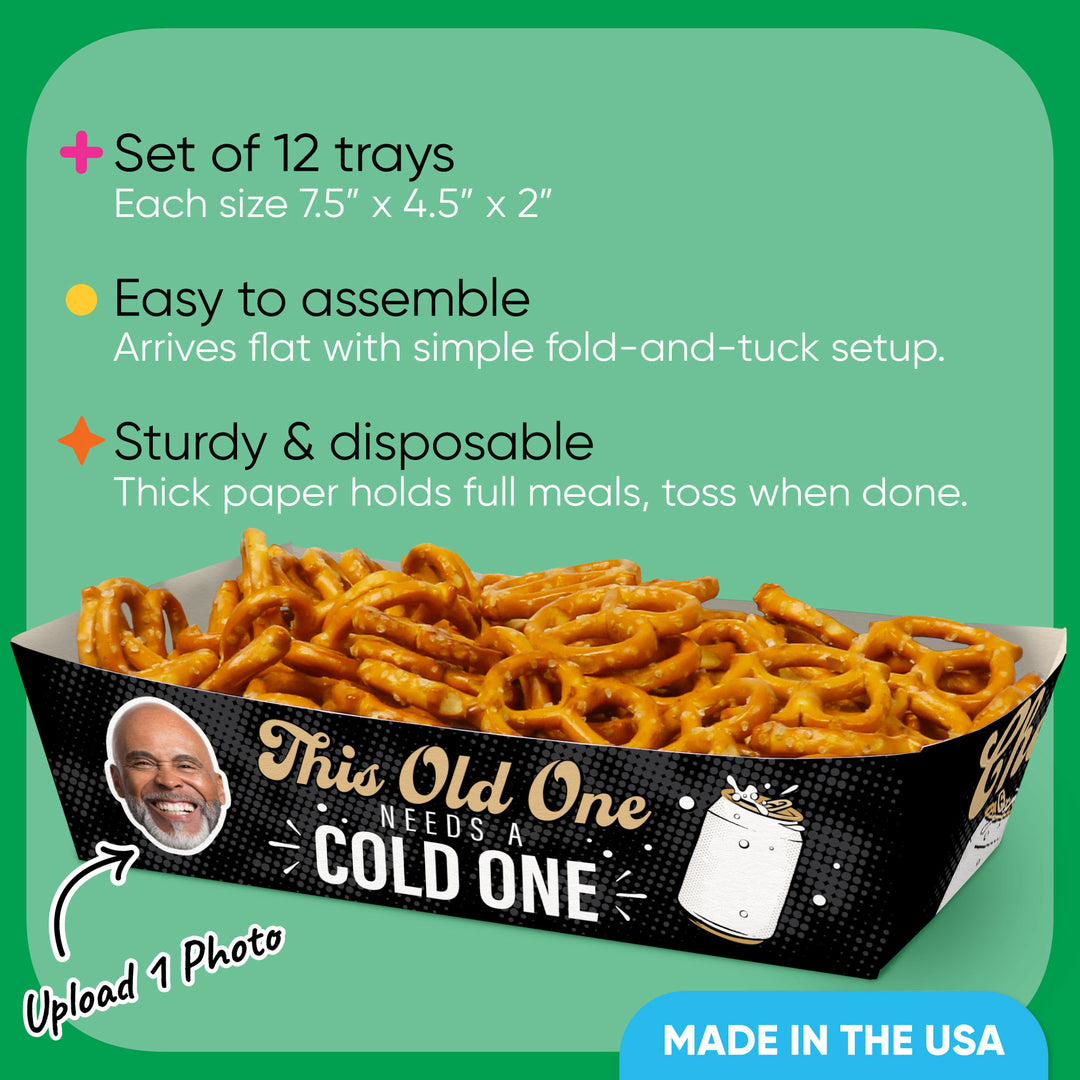 Custom Face Cold One for the Old One Paper Food Trays - 12 Ct