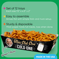 Custom Face Cold One for the Old One Paper Food Trays - 12 Ct