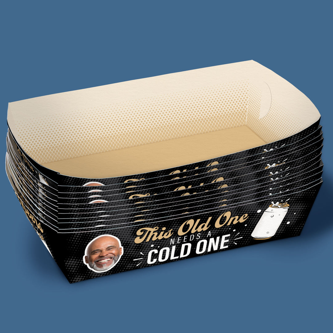 Custom Face Cold One for the Old One Paper Food Trays - 12 Ct