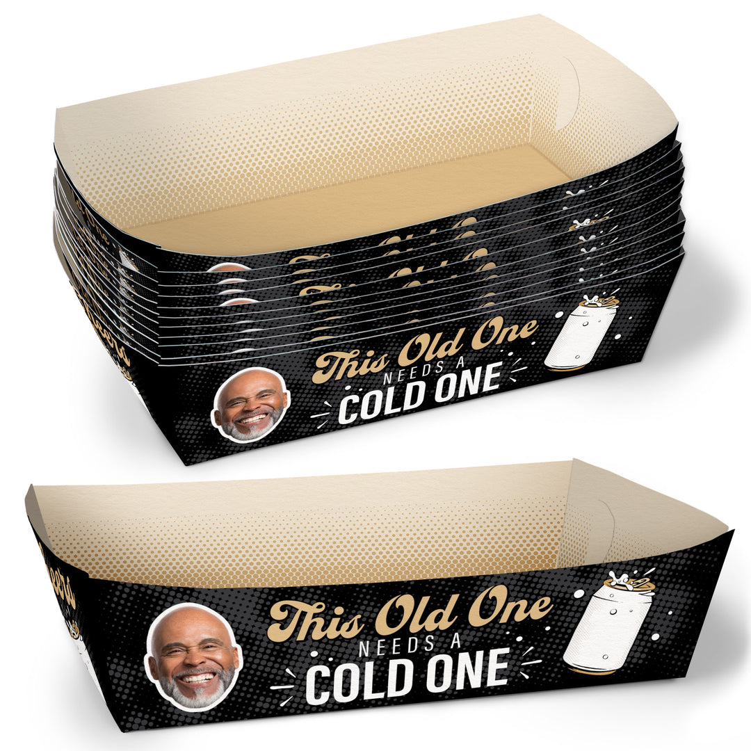 Custom Face Cold One for the Old One Paper Food Trays - 12 Ct