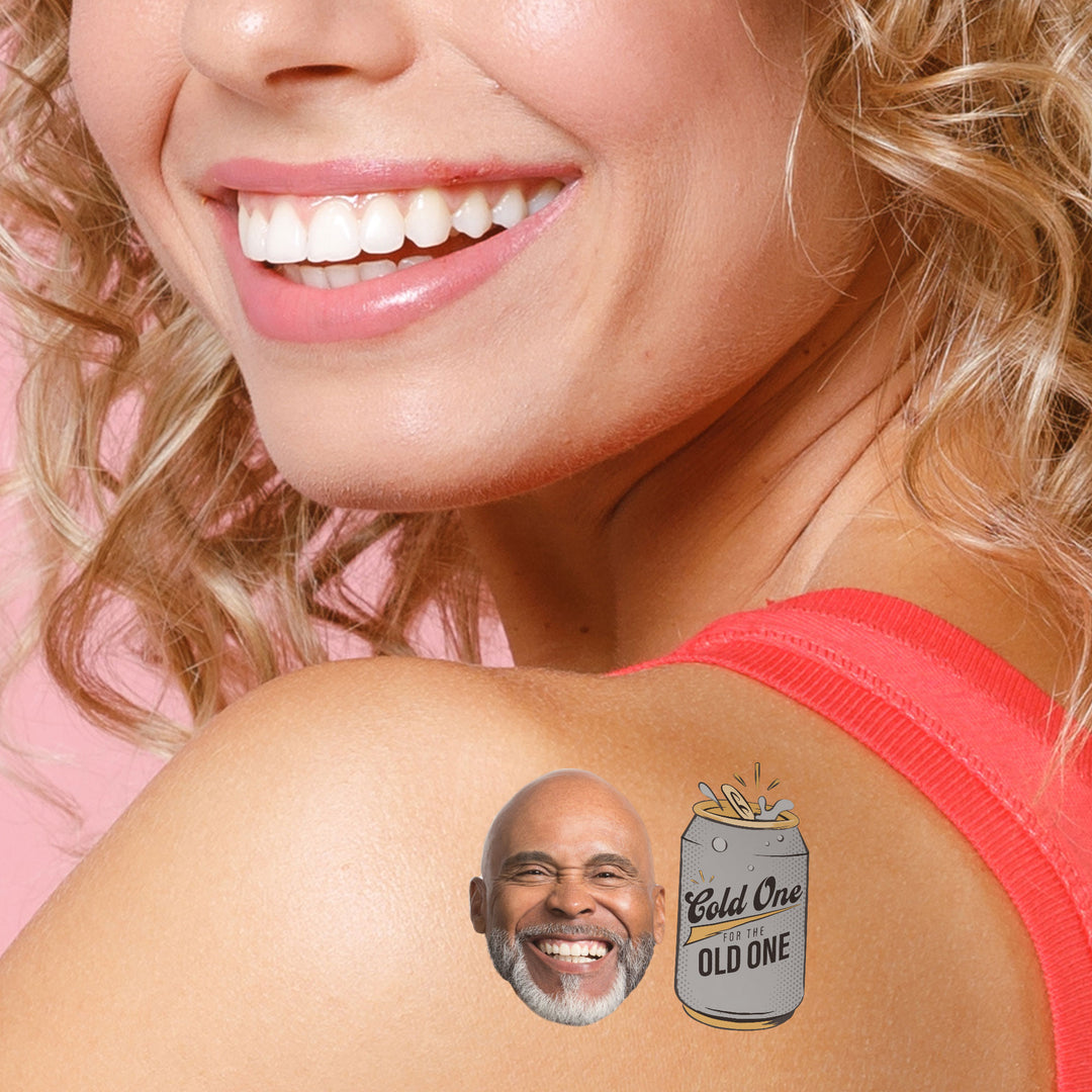 Custom Face Tattoo -  Cold One for the Old One - 12 Ct