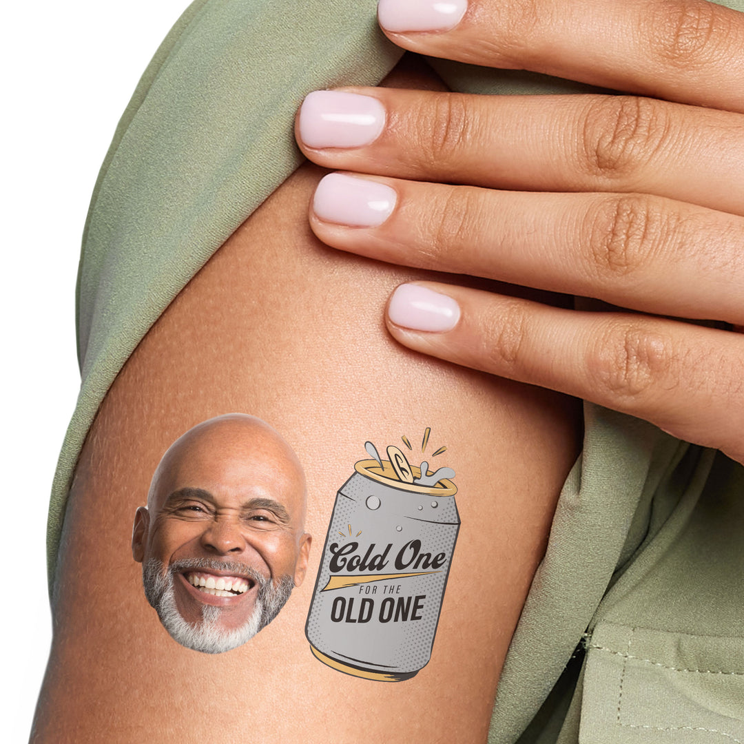 Custom Face Tattoo -  Cold One for the Old One - 12 Ct