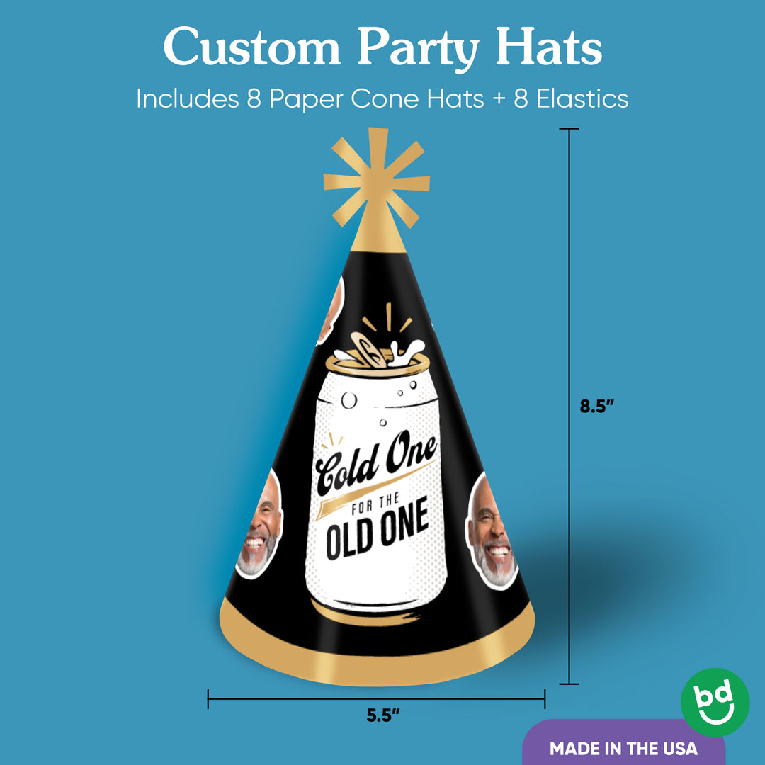 Custom Face Cold One for the Old One Cone Hats - 8 Ct