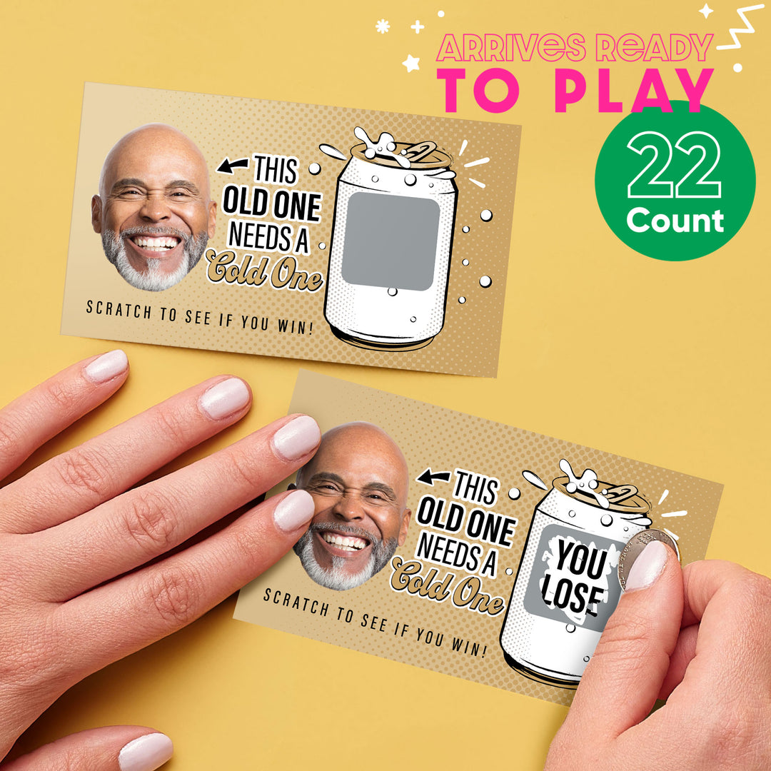 Custom Face Cold One for the Old One Scratch Off Card Game - 22 Ct