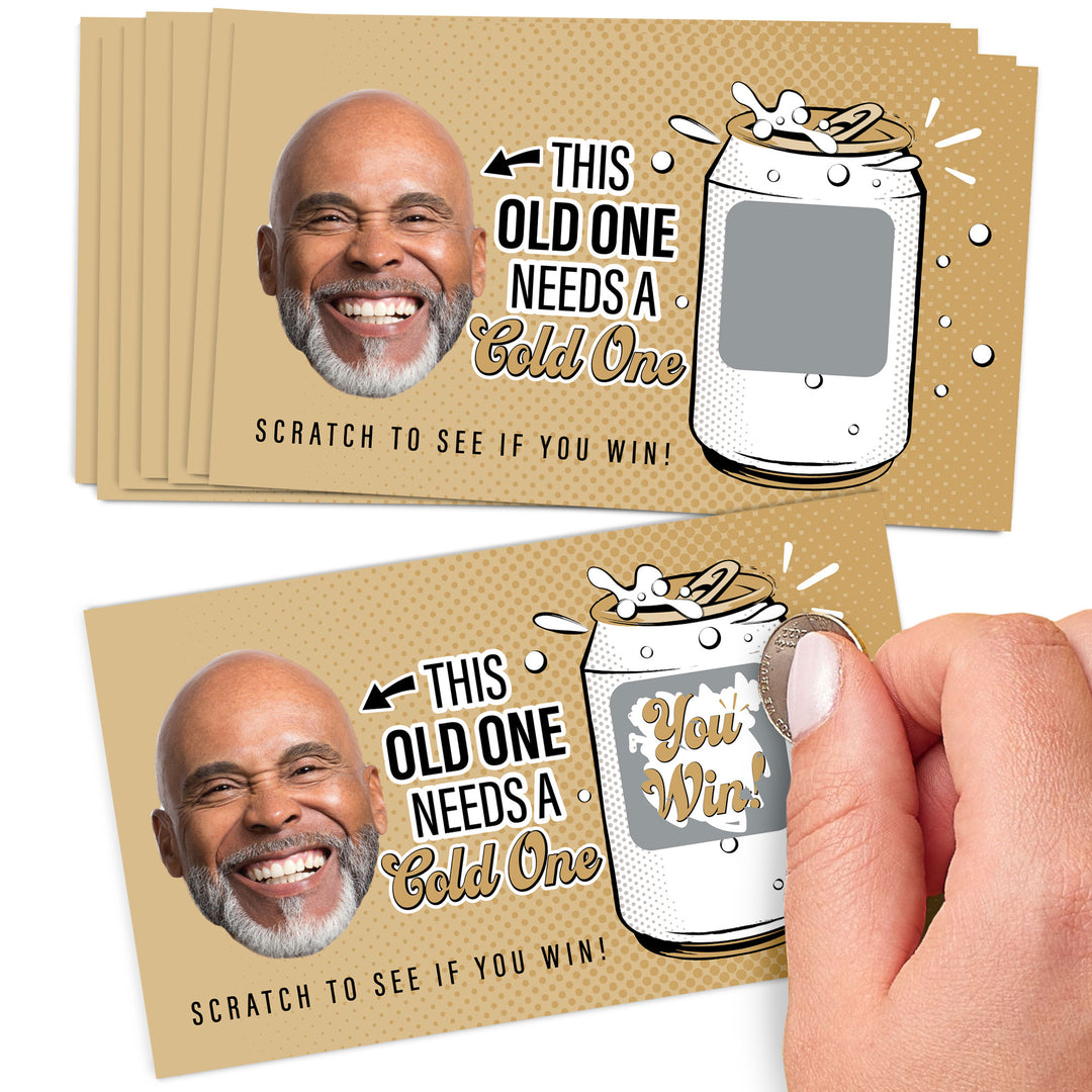 Custom Face Cold One for the Old One Scratch Off Card Game - 22 Ct