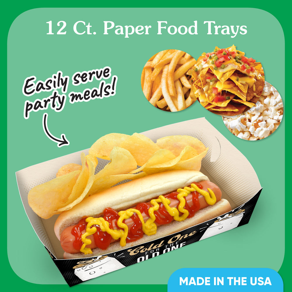 Cold One for the Old One Paper Food Trays - 12 Ct