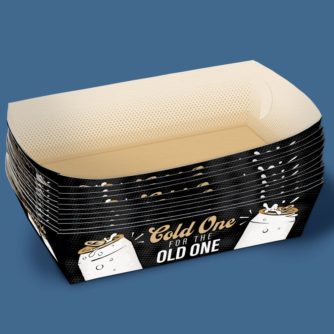 Cold One for the Old One Paper Food Trays - 12 Ct