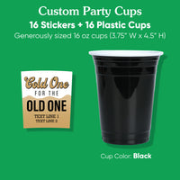Custom Text Party Cups - Cold One for the Old One - 16 Ct