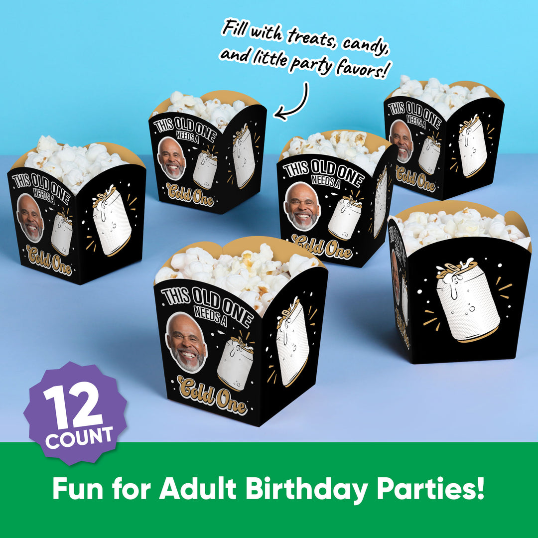 Custom Face Cold One for the Old One Treat Boxes - 12 Ct