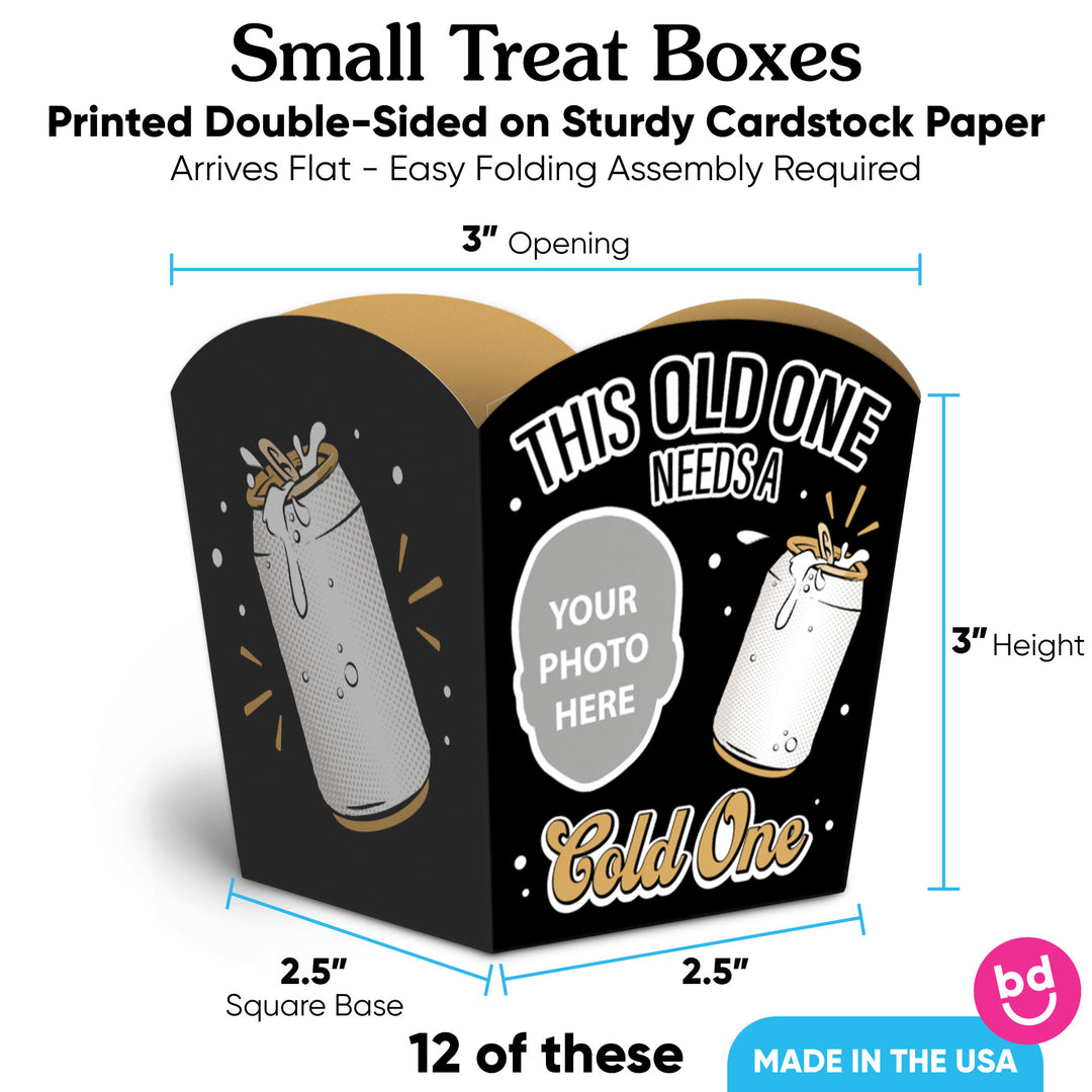 Custom Face Cold One for the Old One Treat Boxes - 12 Ct