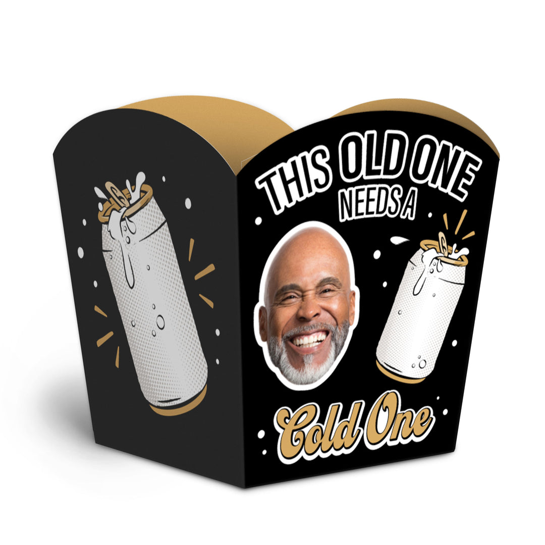 Custom Face Cold One for the Old One Treat Boxes - 12 Ct