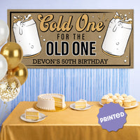 Custom Text Cold One for the Old One Kraft Banner