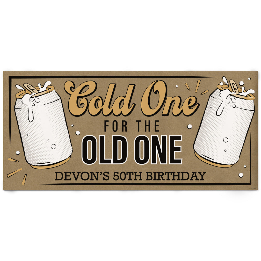Custom Text Cold One for the Old One Kraft Banner