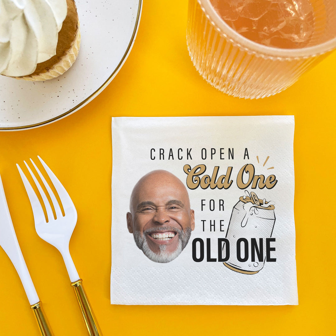Custom Face Napkins - Cold One for the Old One - 50 Ct