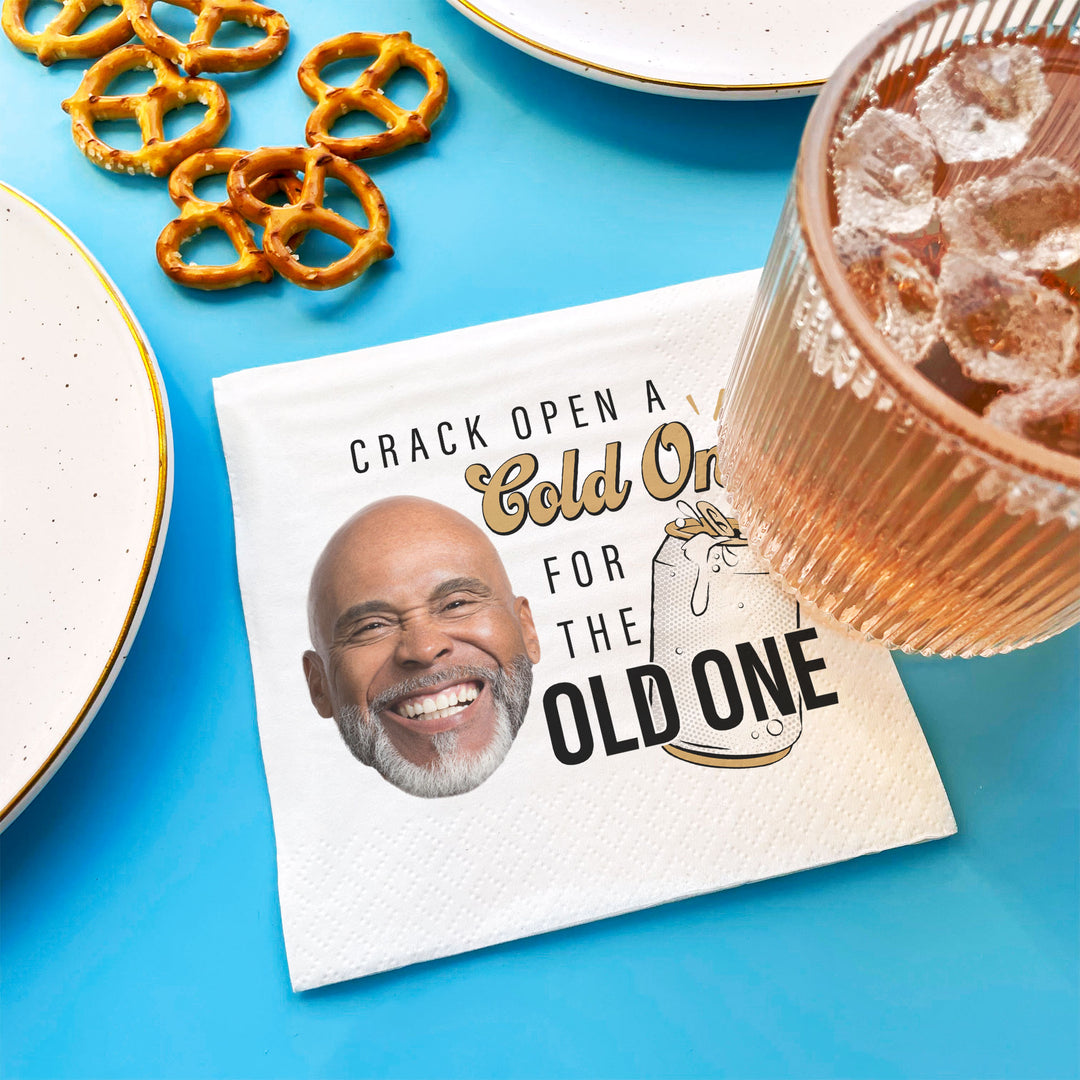 Custom Face Napkins - Cold One for the Old One - 50 Ct