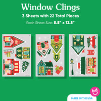 Colorful Christmas Village Window Clings