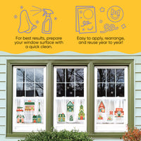 Colorful Christmas Village Window Clings
