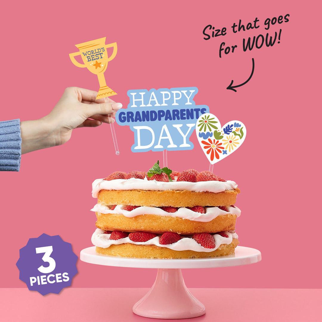 Colorful Grandparents Day Cake Topper - 3 Pc