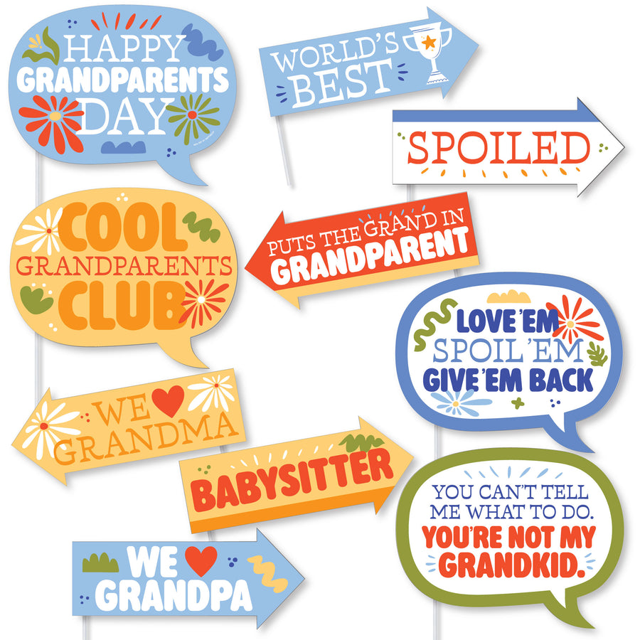 Colorful Grandparents Day Funny Photo Props - 10 Ct