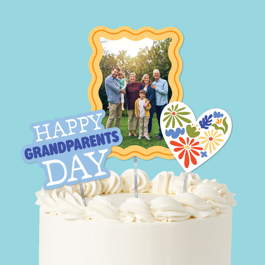 Custom Photo Colorful Grandparents Day Cake Topper - 3 Pc