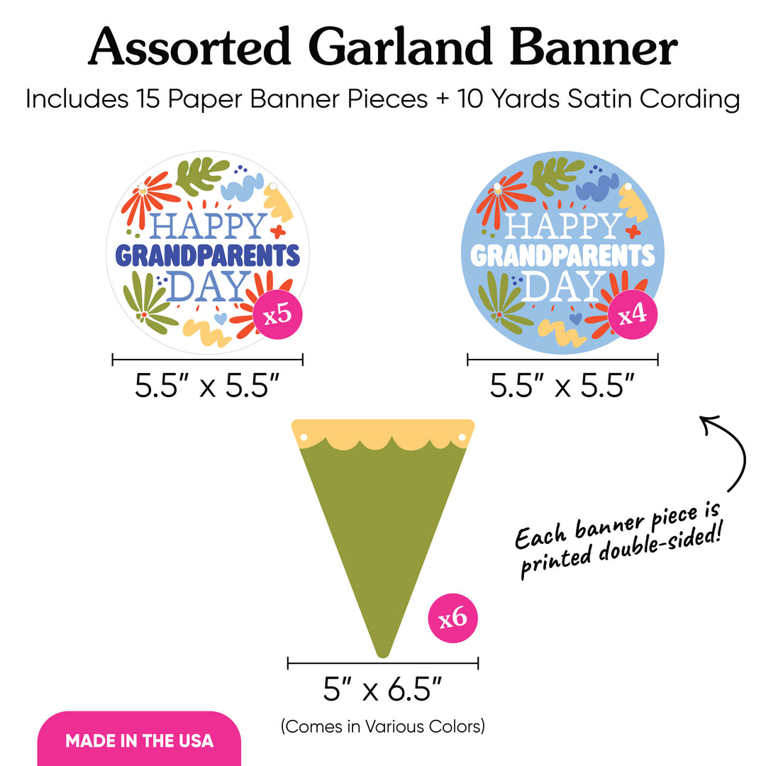 Colorful Grandparents Day Garland Banner - 15 Pc
