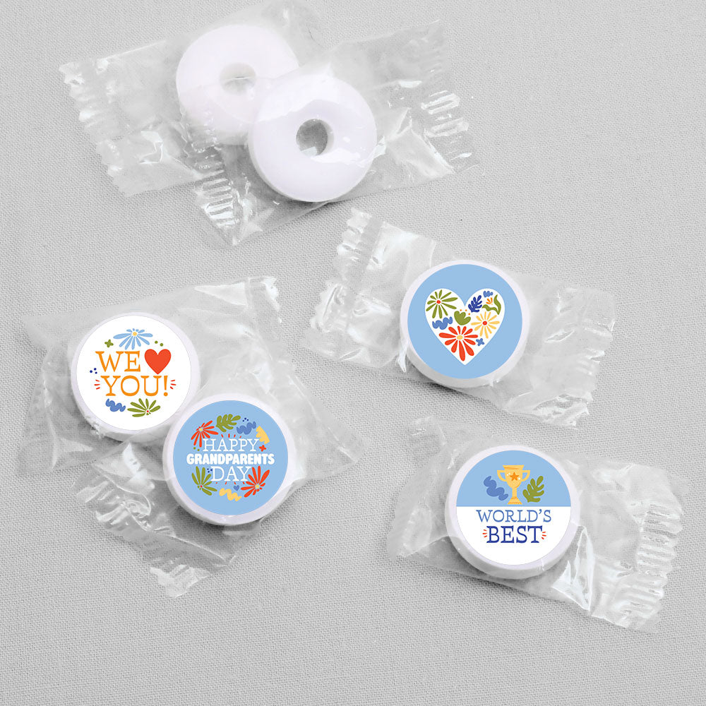 Colorful Grandparents Day Candy Stickers - 1 Sheet of 108