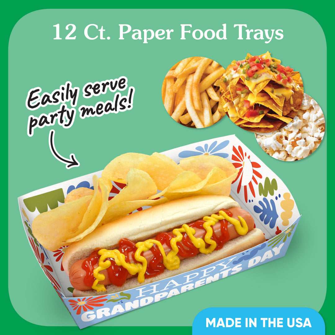 Colorful Grandparents Day Paper Food Trays - 12 Ct