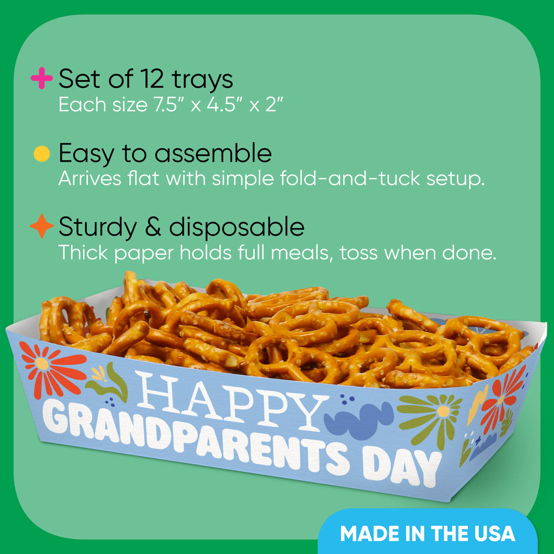 Colorful Grandparents Day Paper Food Trays - 12 Ct