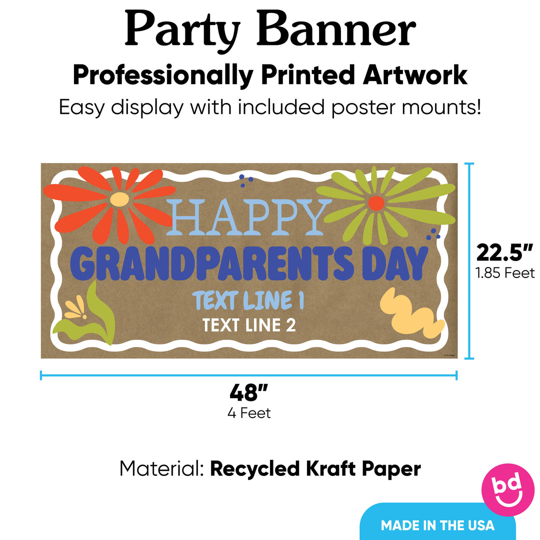 Custom Text Colorful Grandparents Day Kraft Banner