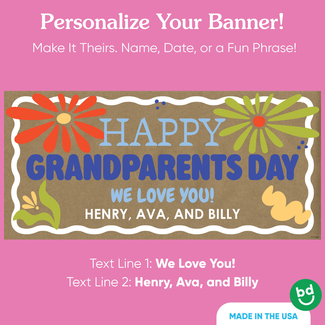 Custom Text Colorful Grandparents Day Kraft Banner