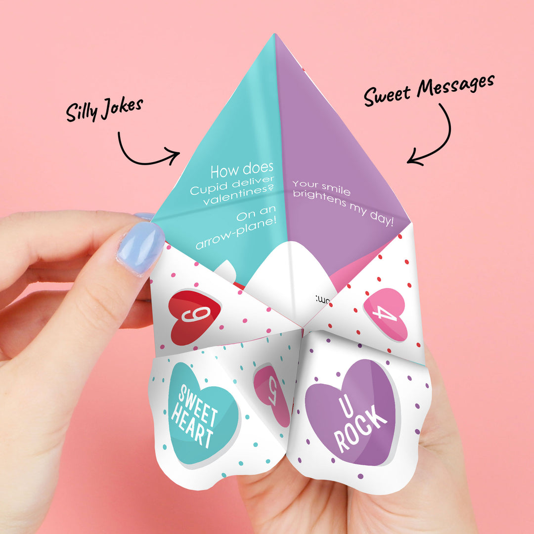 Colorful Hearts Fortune Tellers - 12 Ct