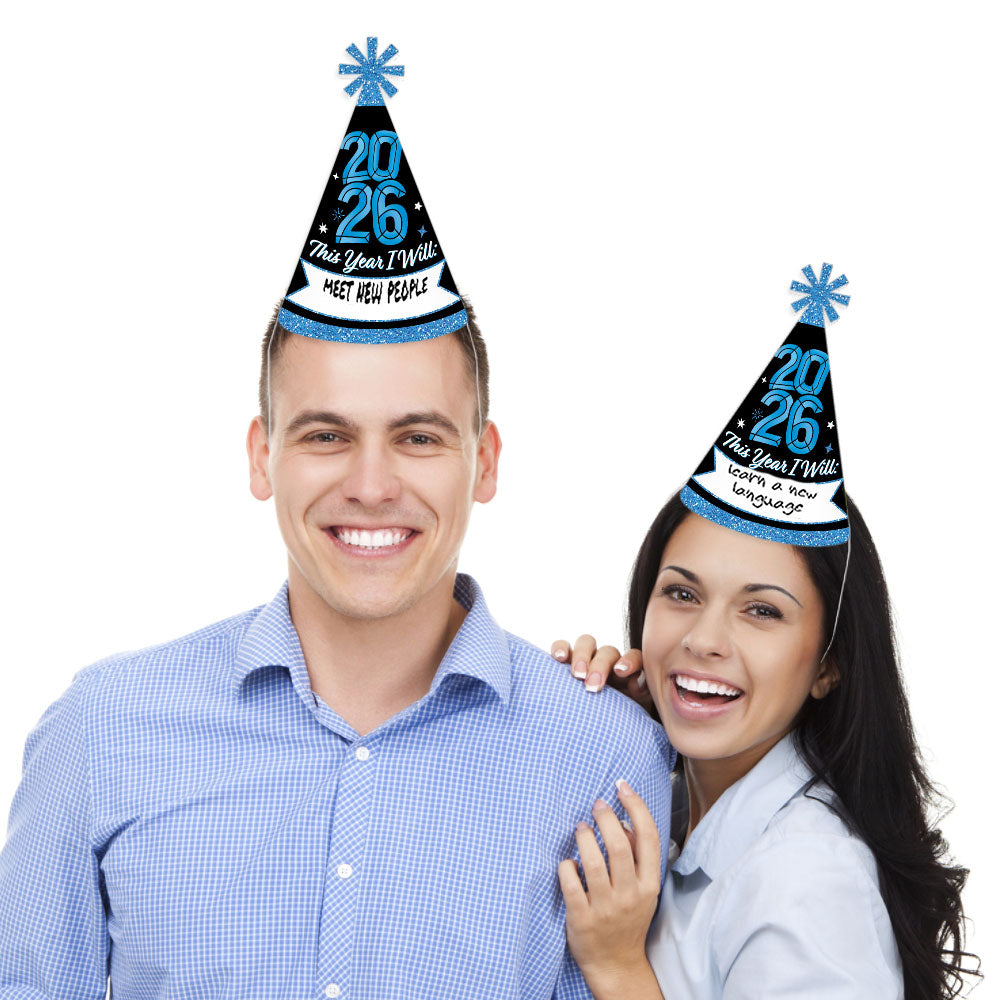 Colorful New Year Cone Hats - 8 Ct