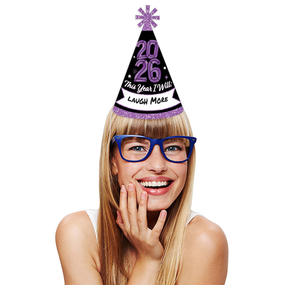 Colorful New Year Cone Hats - 8 Ct
