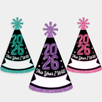 Colorful New Year Cone Hats - 8 Ct