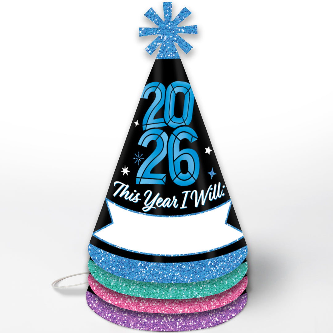 Colorful New Year Cone Hats - 8 Ct