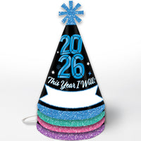 Colorful New Year Cone Hats - 8 Ct