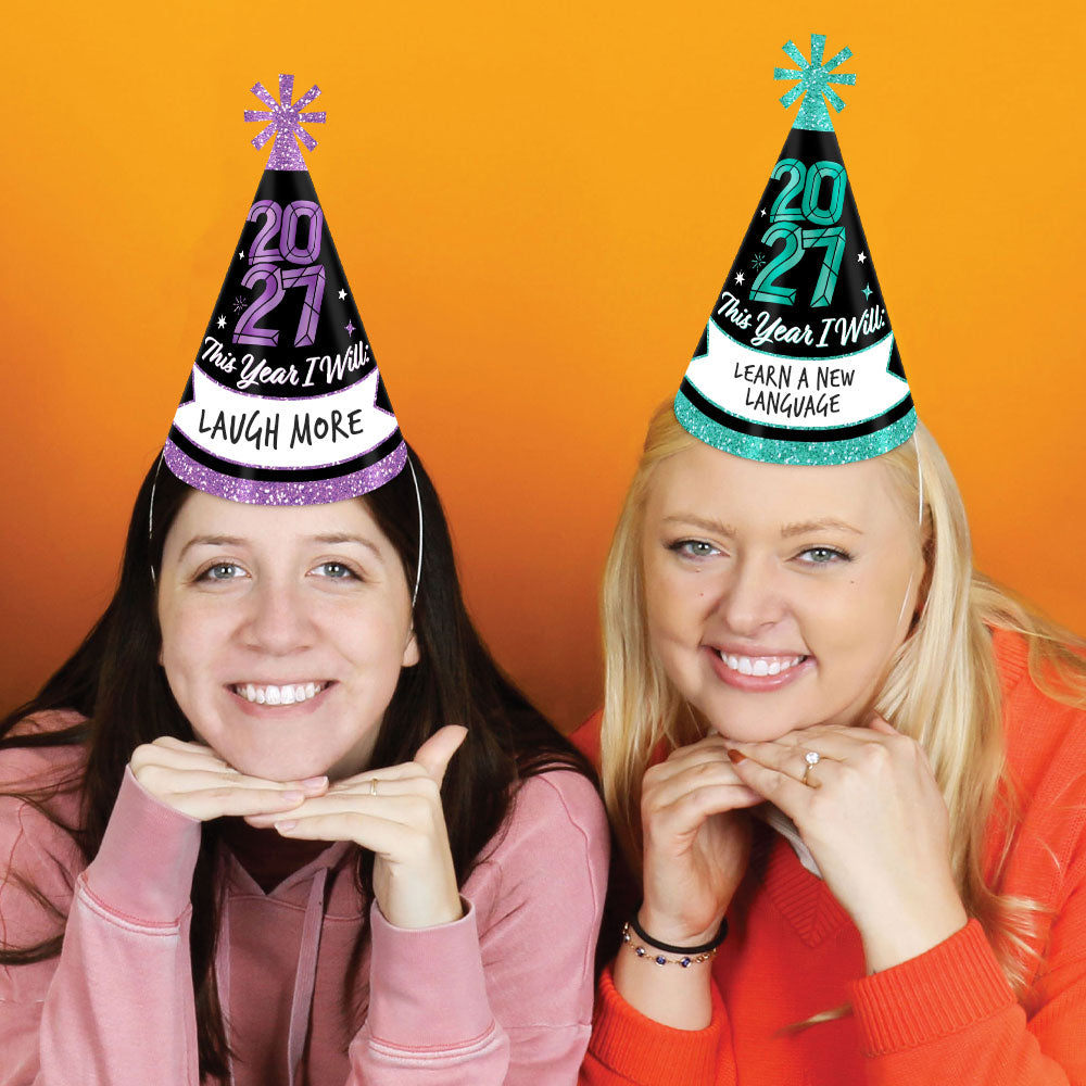 Colorful New Year Cone Hats - 8 Ct