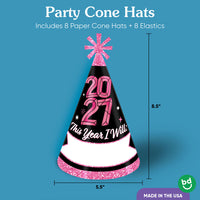 Colorful New Year Cone Hats - 8 Ct
