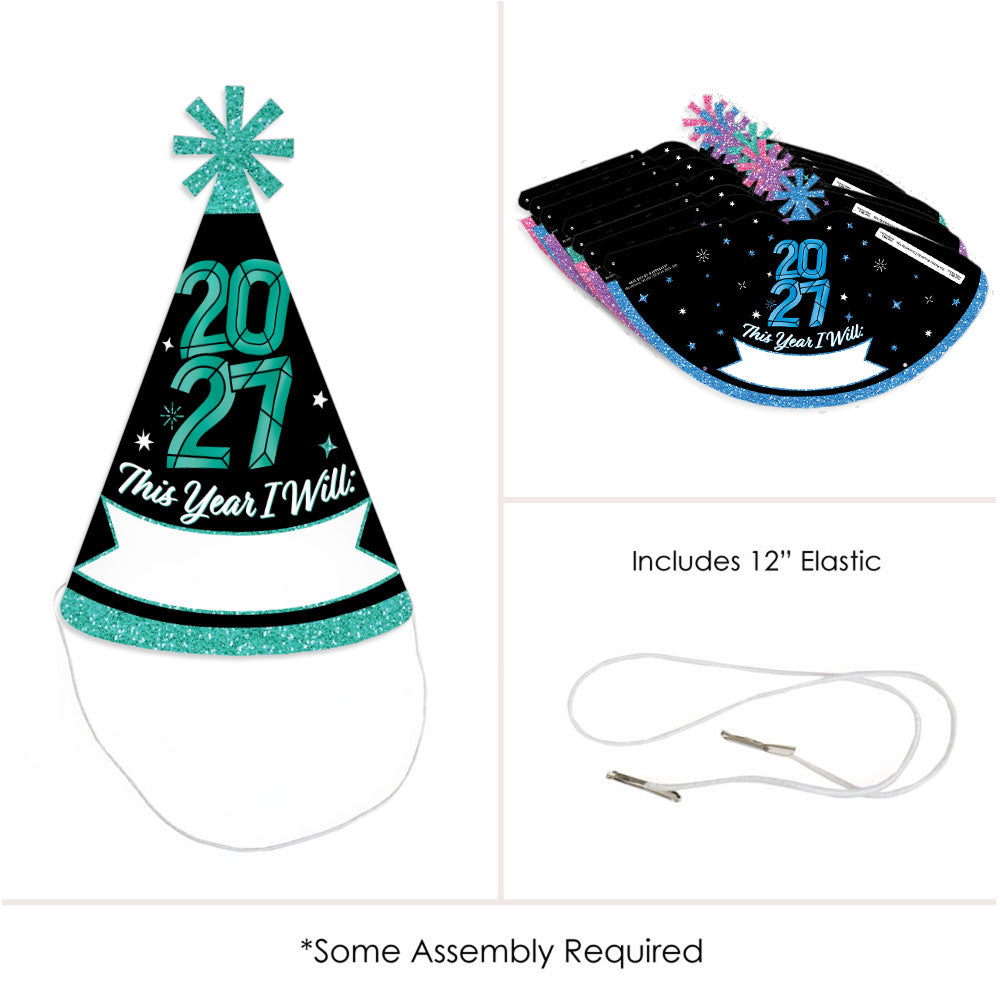 Colorful New Year Cone Hats - 8 Ct