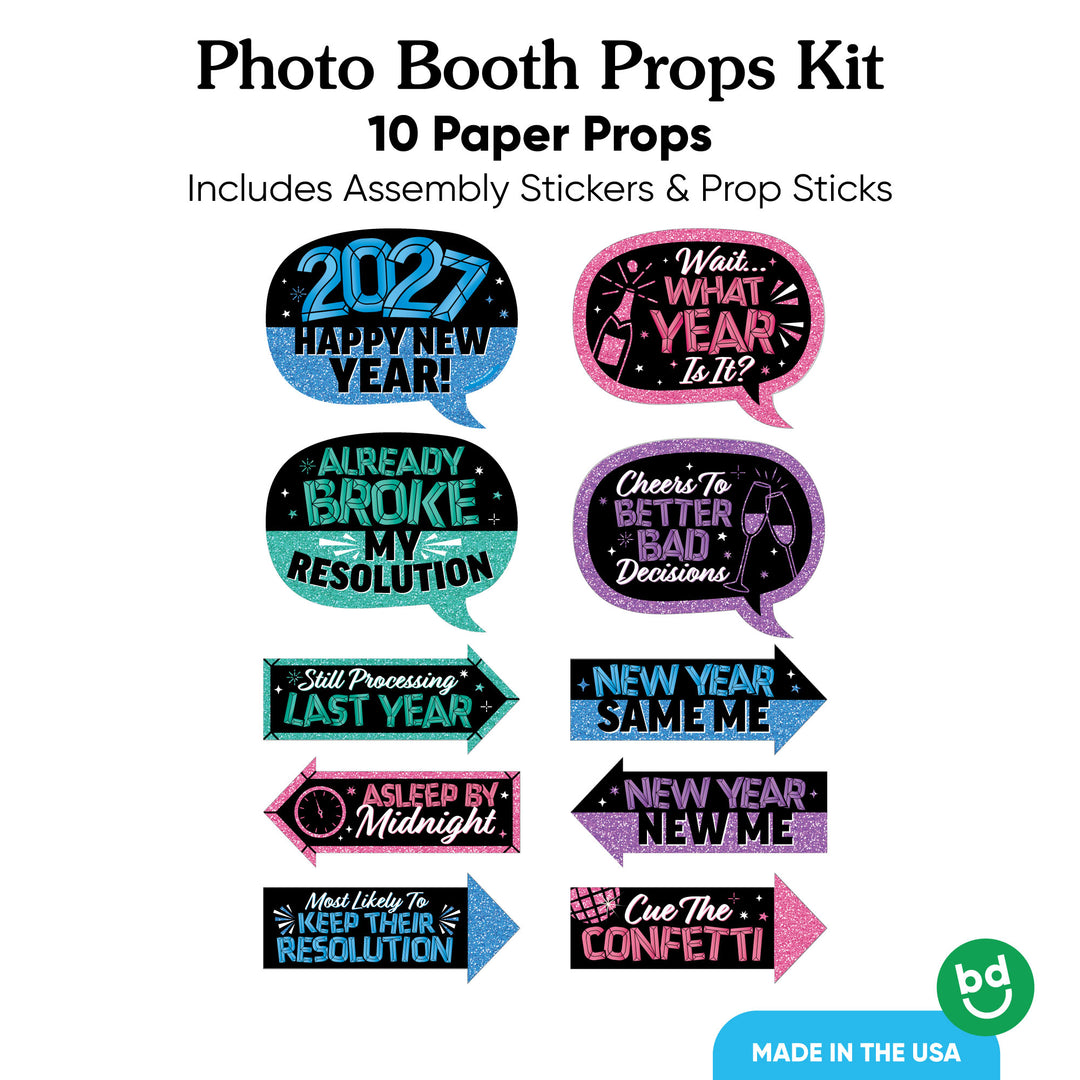 Colorful New Year Funny Photo Props - 10 Ct