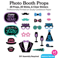 Colorful New Year 2026 Photo Props - 20 Ct