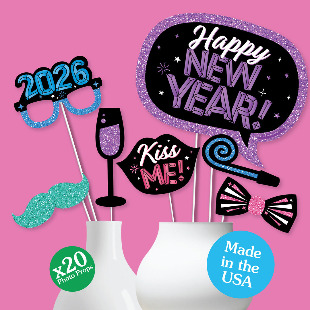 Colorful New Year 2026 Photo Props - 20 Ct