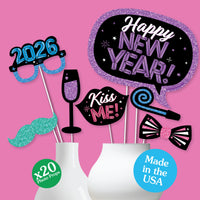 Colorful New Year 2026 Photo Props - 20 Ct