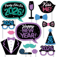 Colorful New Year 2026 Photo Props - 20 Ct