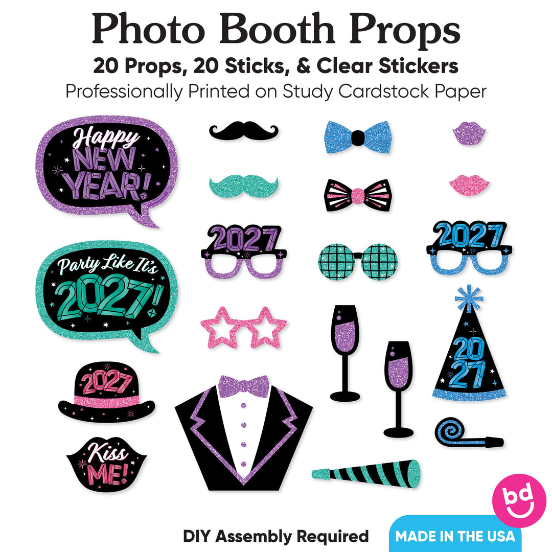 Colorful New Year  2027 Photo Props - 20 Ct